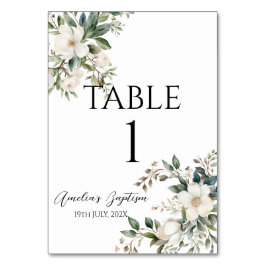 Grüne Blumentaufen Tischnummer