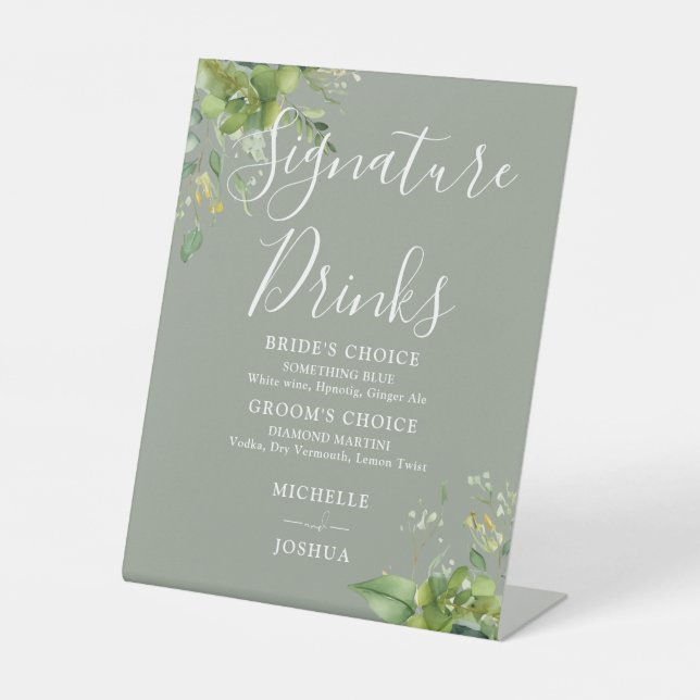 Grüne Blumenwein Grüne Signature Drinks Sockelschild (Vorderseite)