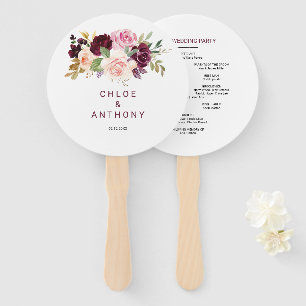 Grüne Blush Burgundy Bloral Wedding Fächer
