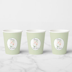 Grüne Blush Pfirsich Orchideen Blumen Hochzeit Pappbecher