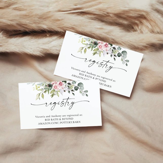 Grüne Blush Pink Babydusche Registrierung Begleitkarte (Von Creator hochgeladen)