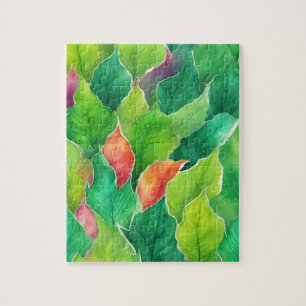 Grüne Blüte mit Herbstblättern Puzzle