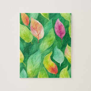 Grüne Blüte mit Herbstblättern Puzzle