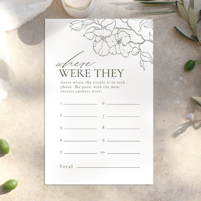 Grüne Blüte, wo waren sie Brautparty (Green floral where were they bridal shower game)