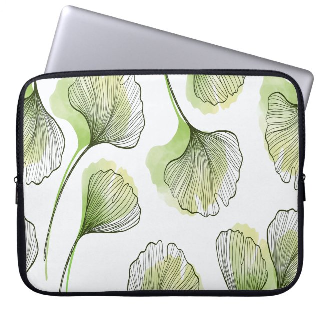 Grüne Blütenblätter Laptopschutzhülle (Vorderseite)
