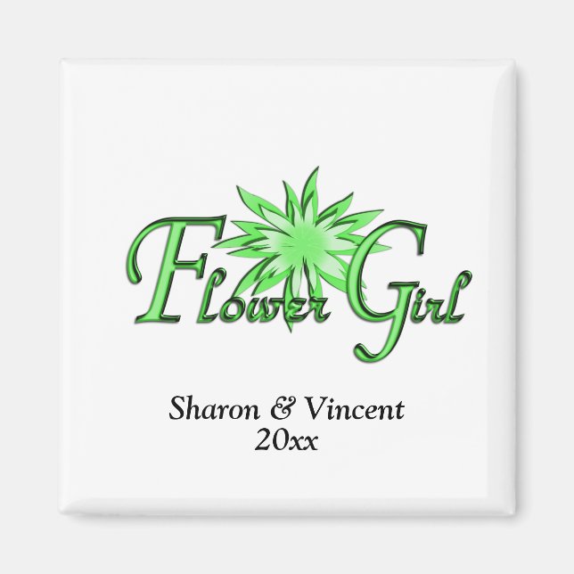 Grüne Blütenbrille und Geburtsdatum Magnet (Vorne)