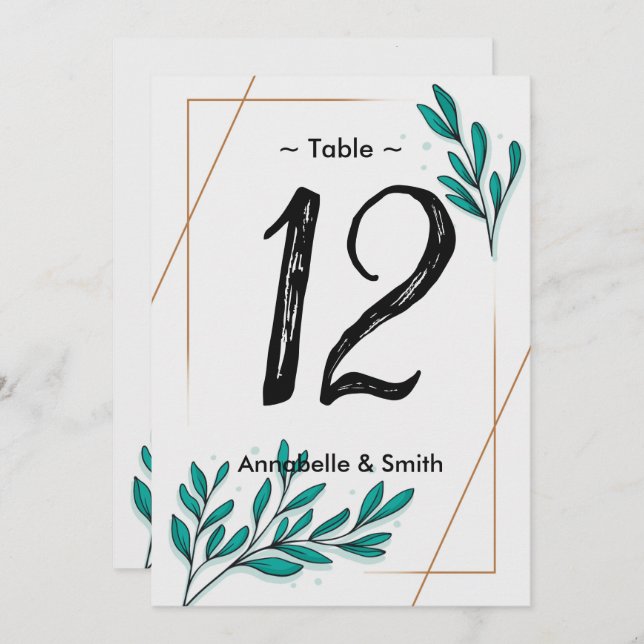 Grüne Blütengoldfolie Blätter Tischnummer (Vorne/Hinten)