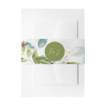 Grüne Blütenhochzeit Einladung Bauchband