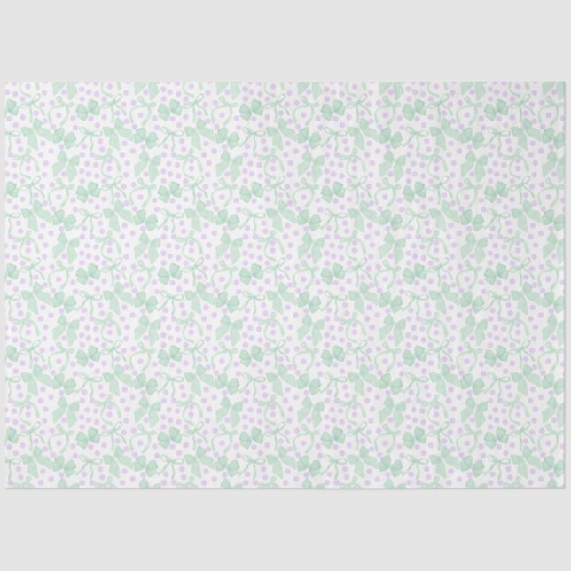 Grüne Bögen und Lila Punkte Seidenpapier (Vorderseite)