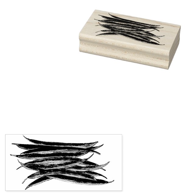 Grüne Bohnen Langbohnen Gemüse Veggie produzieren  Gummistempel (Stempel)