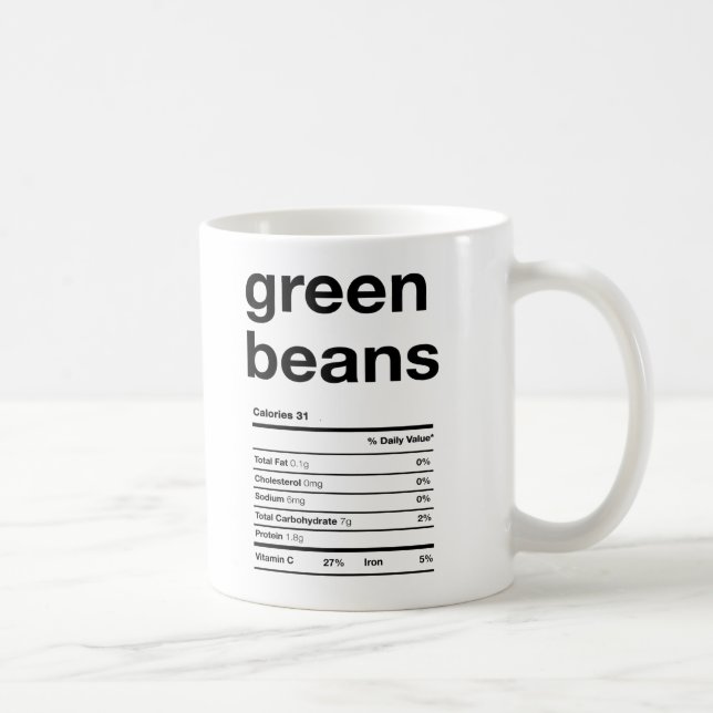 Grüne Bohnen Nährwertinformationen Fakten Kaffeetasse (Rechts)