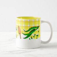 Grüne Bohnen und Bratpfannen Retro-Tasse
