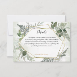 Grüne Boho-Gold-Geometrie-Hochzeitsdetails RSVP Karte