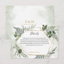 Grüne Boho-Gold-Geometrie-Hochzeitsdetails RSVP Karte