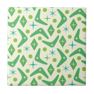 Grüne Boomerangs im Mid-Century-Stil mit Sternenex Fliese