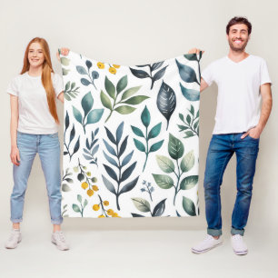 Grüne botanische Blätter Fleecedecke