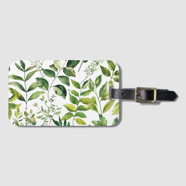 Grüne botanische Blätter Gepäckanhänger (Vorderseite (Horizontal))