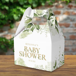 Grüne Botanische Blätter Gold Baby Shower Geschenkschachtel