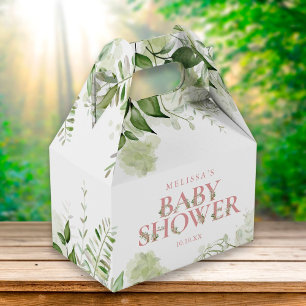 Grüne Botanische Blätter Staubige Rose Baby Shower Geschenkschachtel