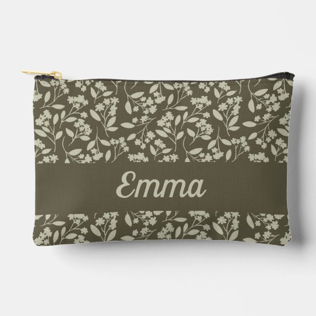 Grüne botanische Blume Zubehörtasche (Vorderseite)