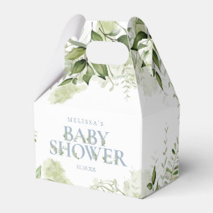 Grüne Botanische Dusty Blue Babydusche Geschenkschachtel