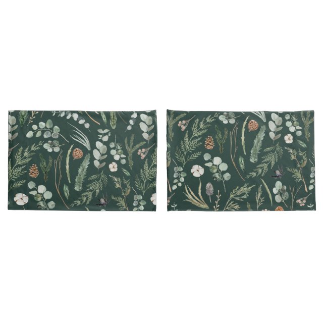 Grüne botanische elegante moderne, rustikale Einri Kissenbezug (Rückseite-Set)