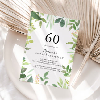 Grüne Botanische Foliage 60. Geburtstagsparty Einladung