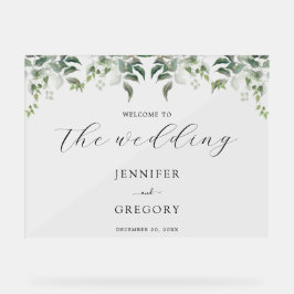 Grüne Botanische Hochzeit Acrylschild