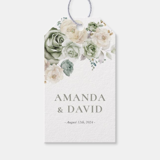 Grüne botanische Hochzeit Geschenkanhänger (Vorderseite)