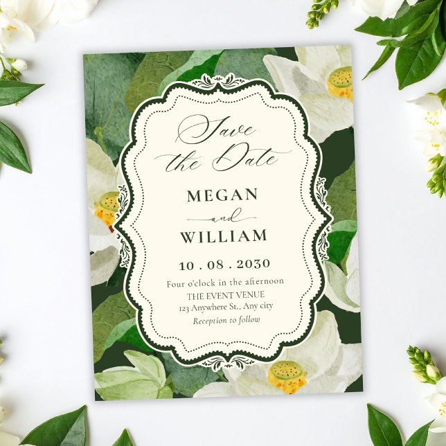 Grüne botanische Hochzeit Save The Date (Von Creator hochgeladen)