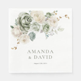 Grüne botanische Hochzeit Serviette