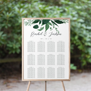 Grüne botanische Hochzeitssattelkarte für Wildwäld Poster