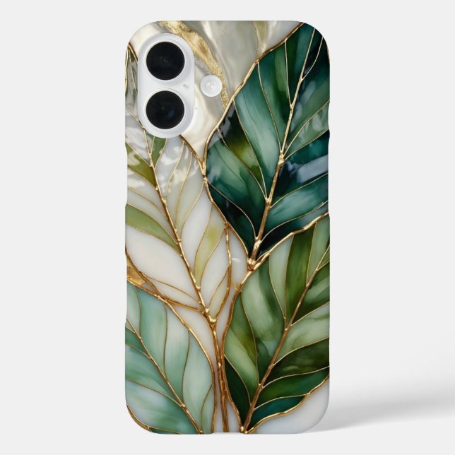 Grüne botanische iPhone-Hülle Luxus-Blatt-Design Case-Mate iPhone Hülle (Rückseite)