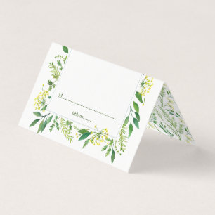 Grüne Botanische Kräuter Hochzeitskarten vom Frühl Visitenkarten