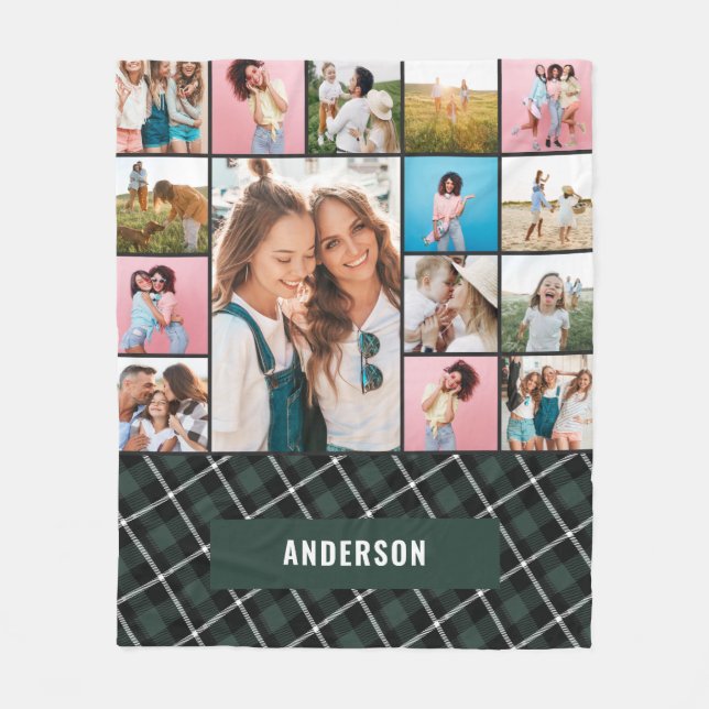 Grüne botanische moderne Minimalpampas 15 Foto Fleecedecke (Vorderseite)