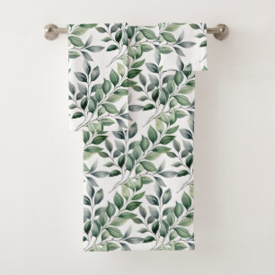 Grüne Botanische Natur Handtuch-Set Badhandtuch Set