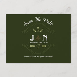 Grüne Botanische Waldhochzeit rettet das Datum Ankündigungspostkarte