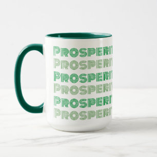 Grüne Botschaft des niedlichen Think Rich Thinkens Tasse