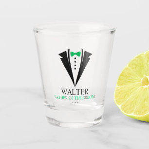 Grüne Bow Krawatte "Vater des Raumes" Hochzeitsfei Schnapsglas