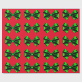 Grüne Bows Rotes Papier Geschenkpapier