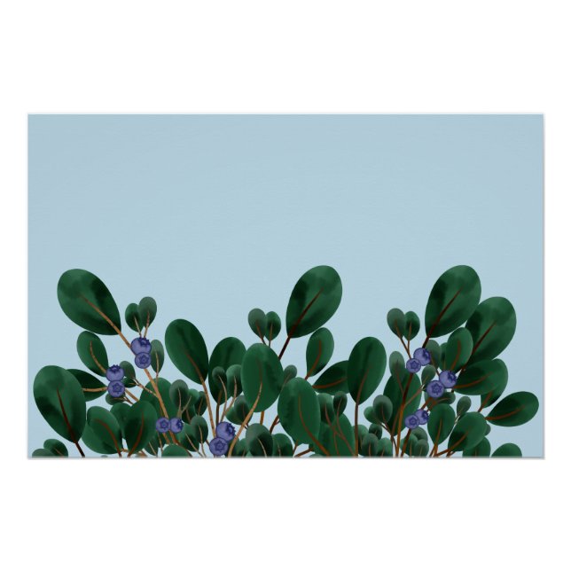 Grüne Branchen mit Blueberries Poster (Vorderseite)
