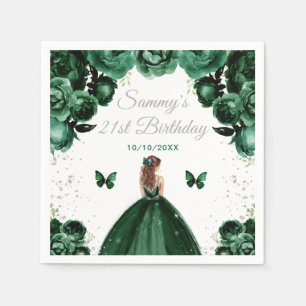 Grüne-Braune-Haar-Prinzessin-Geburtstagsfeier Serviette