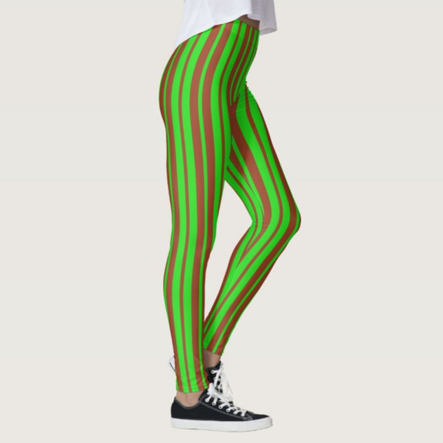 Grüne braune stilvolle Streifenmuster-Design  Leggings (Von Creator hochgeladen)