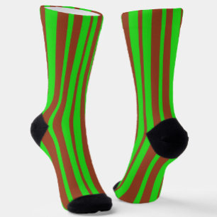 Grüne braune stilvolle Streifenmuster-Design Socken