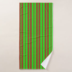 Grüne Braune Stylische Streifen Muster Design Badehandtuch