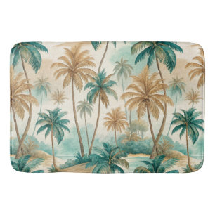 GRÜNE & BRAUNE TROPISCHE STRAND MIT PALMEN BADEMATTE