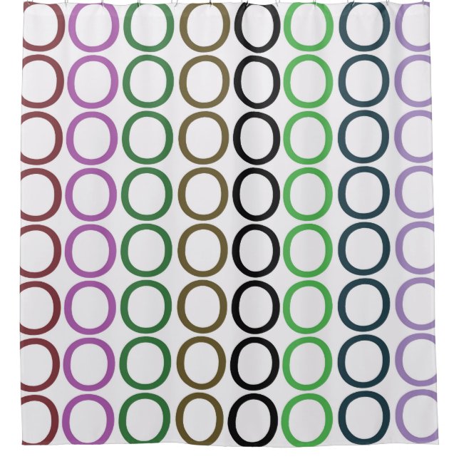 Grüne, braune und violette O's Duschvorhang (Vorderseite)