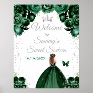 Grüne Braunhaar-Prinzessin Sweet Sixteen Willkomme Poster