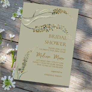 Grüne Bridaldusche mit weichem Sage - Einladung