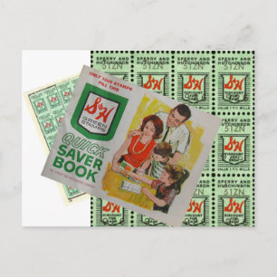 Grüne Briefmarke Postkarte